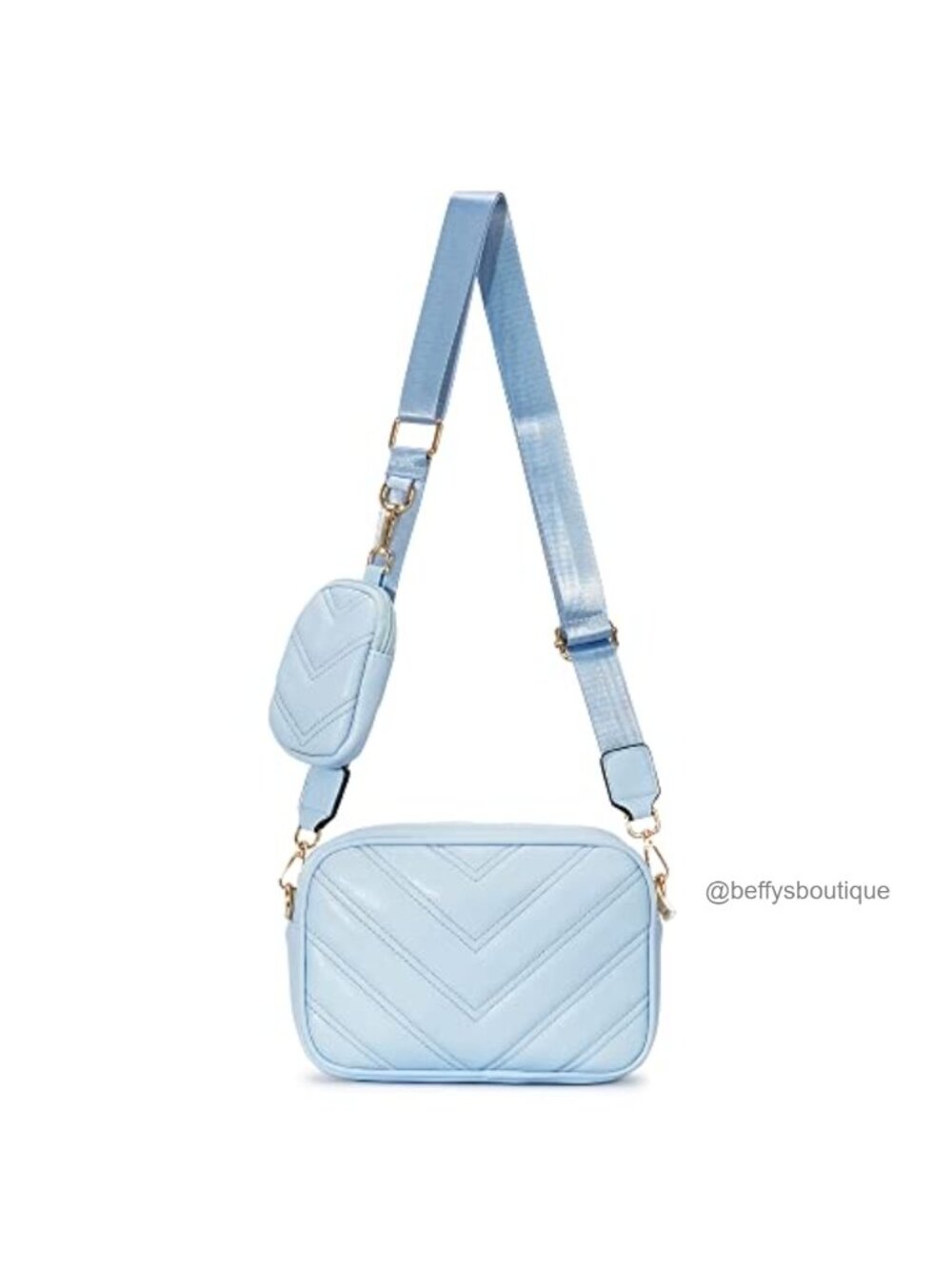 Quilted Vegan Faux Leather Crossbody Bag with Coin Pouch Adjustable Strap